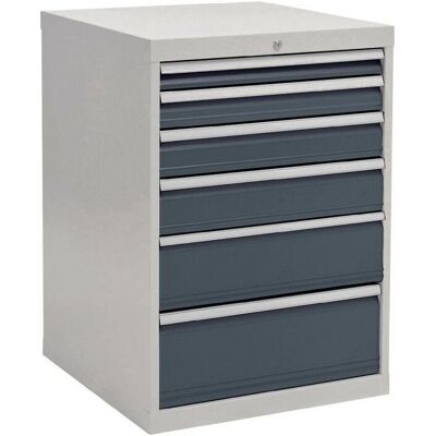 Armario de almacenamiento de acero compacto Bedrunka & hirth - 6 cajones - Gris claro/Gris - Armario de almacenaje Armario de almacenamiento de acero compacto Bedrunka & hirth - 6 cajones - Gris claro/Gris - Armario de almacenaje