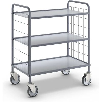 Carro de Oficina Kaiserkraft - 3 Estantes, Gris Claro, 150kg Carro de Oficina Kaiserkraft - 3 Estantes, Gris Claro, 150kg