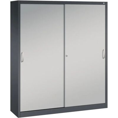 C+P ACURADO Schiebetürschrank - 8 Regale, Stahl, Schwarz/Aluminium C+P ACURADO Schiebetürschrank - 8 Regale, Stahl, Schwarz/Aluminium