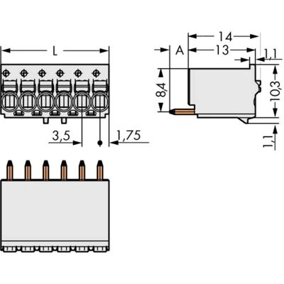 Bloque de terminales Wago 2091-1155 - 5 polos, gris Bloque de terminales Wago 2091-1155 - 5 polos, gris