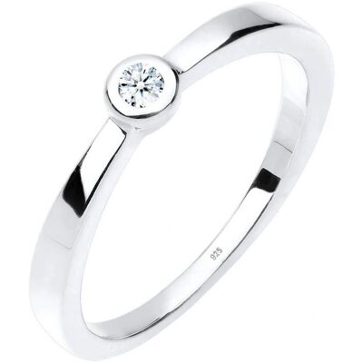 Bague ELLI DIAMONDS Solitaire Classique Diamant 0.03 ct Argent Sterling - Bague Bague ELLI DIAMONDS Solitaire Classique Diamant 0.03 ct Argent Sterling - Bague