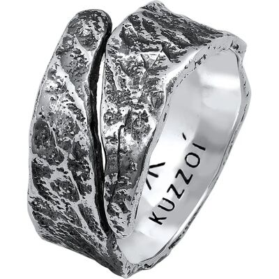 Bague en argent KUZZOI 66 mm - Style usé, pour hommes - Publicité Bague en argent KUZZOI 66 mm - Style usé, pour hommes - Publicité