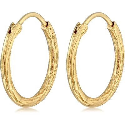 Elli Gold Strukturierte Oberfläche 925 Silber Creolen - Ohrringe Elli Gold Strukturierte Oberfläche 925 Silber Creolen - Ohrringe