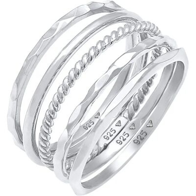 Ensemble de Bagues Elli - Argent 925, 5 pcs, 64mm - Bagues empilables - Publicité Ensemble de Bagues Elli - Argent 925, 5 pcs, 64mm - Bagues empilables - Publicité