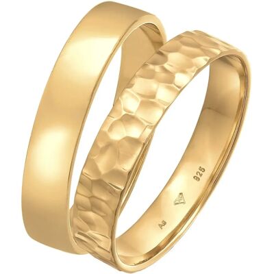 KUZZOI Ring Set Basic Gehämmert 925 Silber - Unisex KUZZOI Ring Set Basic Gehämmert 925 Silber - Unisex