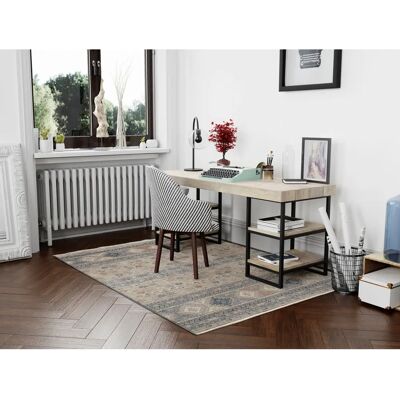 Grand Fashion Ikarus Vintage Muster-Teppich - 65x130cm, Grau/Blau, Polyester Grand Fashion Ikarus Vintage Muster-Teppich - 65x130cm, Grau/Blau, Polyester