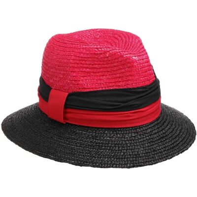 McBURN Karla Twotone Stråhatt - Rød-Black - One Size McBURN Karla Twotone Stråhatt - Rød-Black - One Size