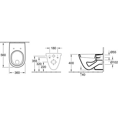 Villeroy & Boch O.novo WC - Wandhängend, Weiß Alpin, 36x56cm Villeroy & Boch O.novo WC - Wandhängend, Weiß Alpin, 36x56cm