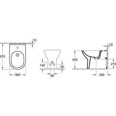Villeroy & Boch O.novo Bidet - Weiß, 36x56 cm, für 1-Loch Armatur Villeroy & Boch O.novo Bidet - Weiß, 36x56 cm, für 1-Loch Armatur