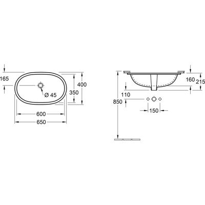 Villeroy & Boch O.novo Waschbecken - CeramicPlus, 600x350 mm, Weiß Villeroy & Boch O.novo Waschbecken - CeramicPlus, 600x350 mm, Weiß
