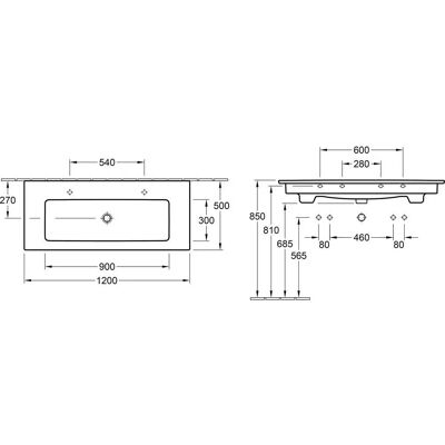 Villeroy & Boch Venticello Rechteckiger Wandwaschtisch - 1200x500mm, Weiß CeramicPlus Villeroy & Boch Venticello Rechteckiger Wandwaschtisch - 1200x500mm, Weiß CeramicPlus