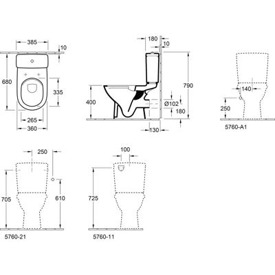 Villeroy & Boch Vas Toiletă Albă - DirectFlush - 360x670mm Villeroy & Boch Vas Toiletă Albă - DirectFlush - 360x670mm