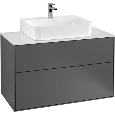 Villeroy & Boch Finion Meubles de salle de bain - Angulaire, Suspendu, Bois, Lavabo central - Publicité Villeroy & Boch Finion Meubles de salle de bain - Angulaire, Suspendu, Bois, Lavabo central - Publicité