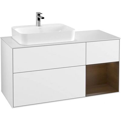 Villeroy & Boch Finion Mueble de lavabo - Blanco Mate, Nogal, 120cm Villeroy & Boch Finion Mueble de lavabo - Blanco Mate, Nogal, 120cm