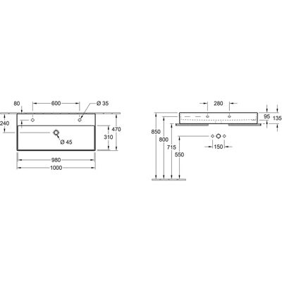 Chiuvetă suspendată Villeroy & Boch Memento 2.0 - Alb Alpin - 1000x470 mm Chiuvetă suspendată Villeroy & Boch Memento 2.0 - Alb Alpin - 1000x470 mm