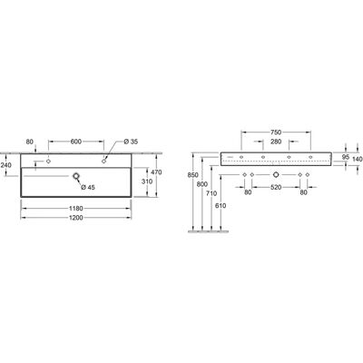 Chiuvetă Memento 2.0 de la Villeroy & Boch - Rectangulară, 1200x470 mm, 2 găuri Chiuvetă Memento 2.0 de la Villeroy & Boch - Rectangulară, 1200x470 mm, 2 găuri