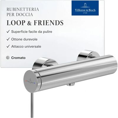 Villeroy & Boch Wandmontage Chrom Duschmischer - Loop & Friends Villeroy & Boch Wandmontage Chrom Duschmischer - Loop & Friends