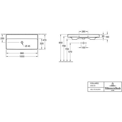 Lavoar Collaro de Villeroy & Boch - Rectangular, 1000x470 mm, Alb-Alpin Lavoar Collaro de Villeroy & Boch - Rectangular, 1000x470 mm, Alb-Alpin