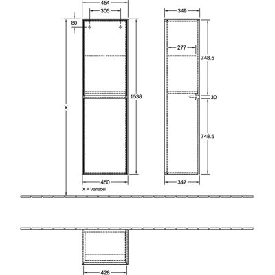 Armario Alto Collaro de Villeroy & Boch - Blanco Mate - 2 Puertas - 454x1538 mm Armario Alto Collaro de Villeroy & Boch - Blanco Mate - 2 Puertas - 454x1538 mm