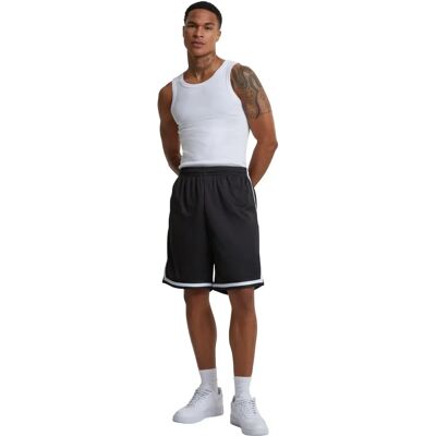 Urban Classics L Mesh Shorts - Sportig casual - Svart/Vit Urban Classics L Mesh Shorts - Sportig casual - Svart/Vit