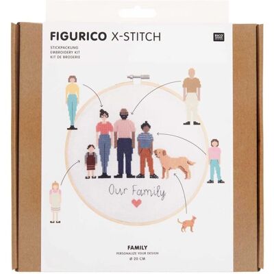 Rico Design Cross stitch embroidery kit - Create your family Multicolored 20 x 20 cm Rico Design Cross stitch embroidery kit - Create your family Multicolored 20 x 20 cm