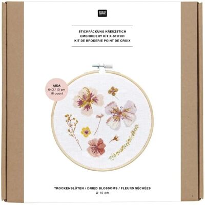 Rico Design Stickbildset - Getrocknete Blumen - 15x15cm Rico Design Stickbildset - Getrocknete Blumen - 15x15cm
