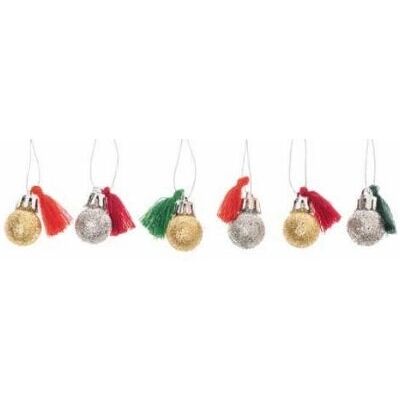 Rico Design Mini Weihnachtskugeln - Rot, Grün, Glitzer - 6 Stück Rico Design Mini Weihnachtskugeln - Rot, Grün, Glitzer - 6 Stück