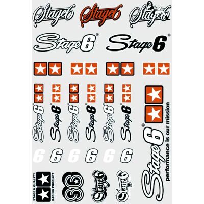 Foglio di Adesivi Stage6 Personalizzati - A4 & A3 Decal di Corsa Foglio di Adesivi Stage6 Personalizzati - A4 & A3 Decal di Corsa