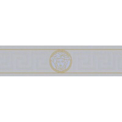 Bordo carta da parati grigia Versace - Chiave greca - Bordura di carta da parati Bordo carta da parati grigia Versace - Chiave greca - Bordura di carta da parati