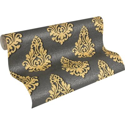 Papel Pintado Barroco Nobile Oro Gris - Revestimiento de Pared Papel Pintado Barroco Nobile Oro Gris - Revestimiento de Pared