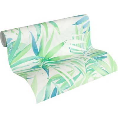 A.S. CREATIONS Tropical Leaf Green Blue Wallpaper - Wallpaper A.S. CREATIONS Tropical Leaf Green Blue Wallpaper - Wallpaper