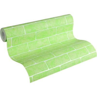 A.S. CREATION Neon Green Brick Wall Wallpaper - Wallpaper A.S. CREATION Neon Green Brick Wall Wallpaper - Wallpaper