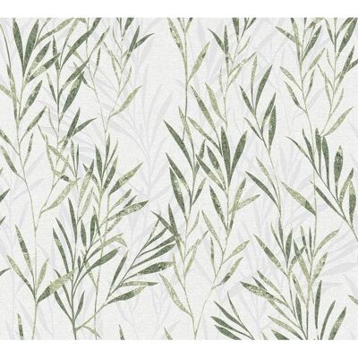 LIVING WALLS Flavour Grün Weiß Blumen Tapete - Wandbekleding LIVING WALLS Flavour Grün Weiß Blumen Tapete - Wandbekleding