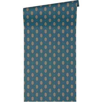 BRICOFLOR Beige Blue Baroque Polka Dot Vinyl Wallpaper - Wallcovering BRICOFLOR Beige Blue Baroque Polka Dot Vinyl Wallpaper - Wallcovering