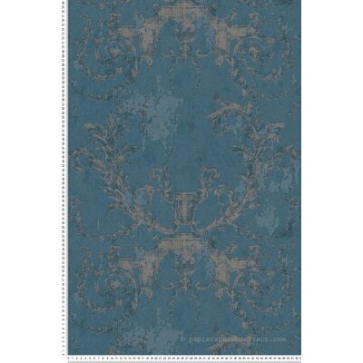 A.S. CRÉATION Historische Kunst Tapete - Barock Design, Blau & Silber A.S. CRÉATION Historische Kunst Tapete - Barock Design, Blau & Silber