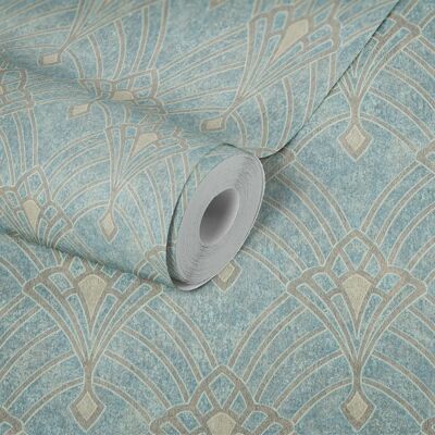 AS Creation Mata Hari Metallic Oriental Tapete Blau Beige - Tapete AS Creation Mata Hari Metallic Oriental Tapete Blau Beige - Tapete