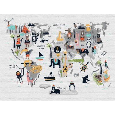 LIVING WALLS Modell: The Wall - Tier- und Weltkarten Tapete für Kinder LIVING WALLS Modell: The Wall - Tier- und Weltkarten Tapete für Kinder