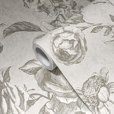 Living Walls Floral Tapete - Grau - 0,53m x 10m Living Walls Floral Tapete - Grau - 0,53m x 10m