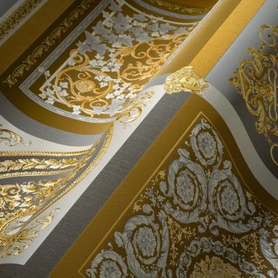 Luksusowa Tapeta Versace Złoto Srebro Szary - Wallpaper Versace 5 Patchwork - Tapeta Luksusowa Tapeta Versace Złoto Srebro Szary - Wallpaper Versace 5 Patchwork - Tapeta