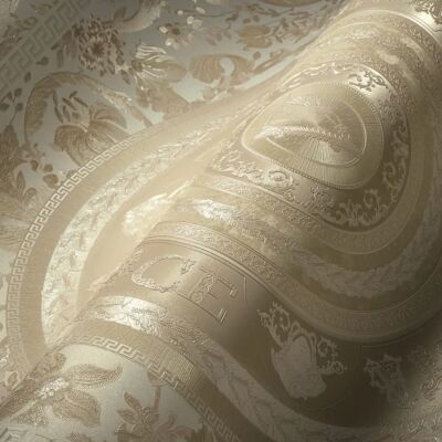 Papier Peint Floral de Luxe Beige Versace - Papier Peint Versace 5 Design Floral - Papier - Publicité Papier Peint Floral de Luxe Beige Versace - Papier Peint Versace 5 Design Floral - Papier - Publicité