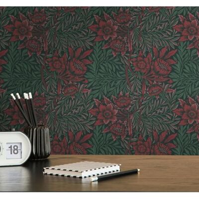 Livingwalls Papel pintado floral verde, rojo y negro - Papel Livingwalls Papel pintado floral verde, rojo y negro - Papel