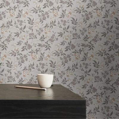 Livingwalls Bloemenpatroon Behang - 53cm x 10.05m - Grijs, Bruin, Wit, Zwart - Muurbekleding Livingwalls Bloemenpatroon Behang - 53cm x 10.05m - Grijs, Bruin, Wit, Zwart - Muurbekleding