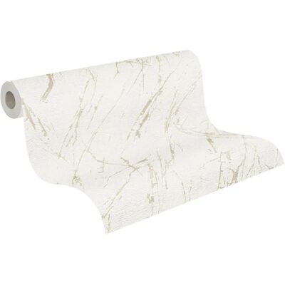 Papel pintado de mármol blanco con detalles metálicos - Papel Papel pintado de mármol blanco con detalles metálicos - Papel