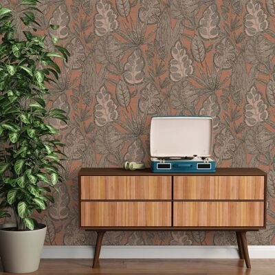 livingwalls Famous Garden Pink Leaf Wallpaper - Wallcovering livingwalls Famous Garden Pink Leaf Wallpaper - Wallcovering
