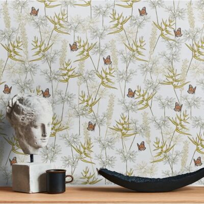 AS Creation Drawn into Nature White Wallpaper Butterflies Floral - Wallpaper AS Creation Drawn into Nature White Wallpaper Butterflies Floral - Wallpaper