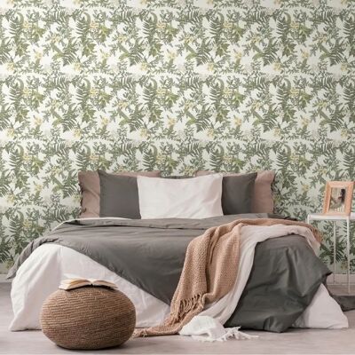 AS Creations Trailing Leaves Lily Blossom Green Tapete Texturierte AS Creations Trailing Leaves Lily Blossom Green Tapete Texturierte
