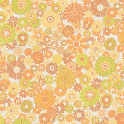 Papier peint rétro floral AS Creation vert lime orange - Colle Murale - Publicité Papier peint rétro floral AS Creation vert lime orange - Colle Murale - Publicité
