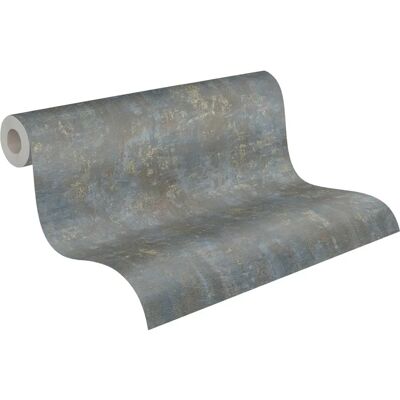 A.S. Creation Blau/Gold Schwergewicht Beton Vinyl Tapete - Tapete A.S. Creation Blau/Gold Schwergewicht Beton Vinyl Tapete - Tapete