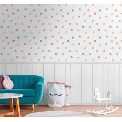 A.S. Creation Wasserfarben Punkte und Holzlatten Vinyltapete - Tapete A.S. Creation Wasserfarben Punkte und Holzlatten Vinyltapete - Tapete