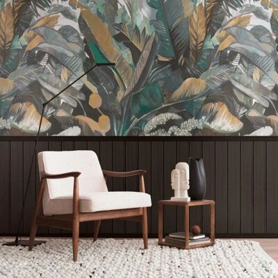 A.S. Creation Tropical Leaf and Wood Slats Vinyl Wallpaper - 39809-1 A.S. Creation Tropical Leaf and Wood Slats Vinyl Wallpaper - 39809-1